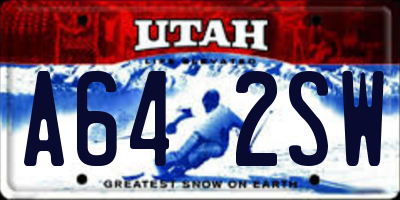 UT license plate A642SW