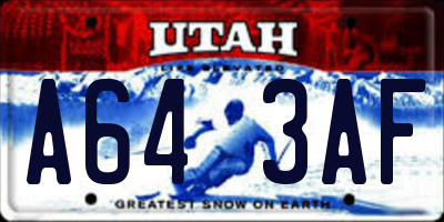 UT license plate A643AF