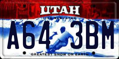 UT license plate A643BM