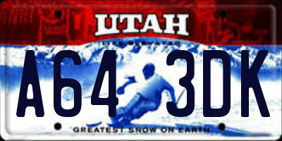 UT license plate A643DK