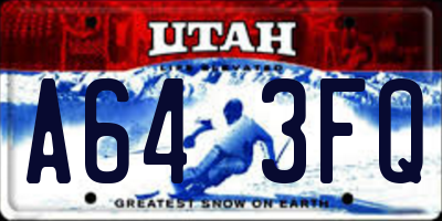 UT license plate A643FQ