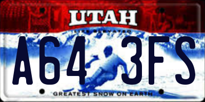UT license plate A643FS