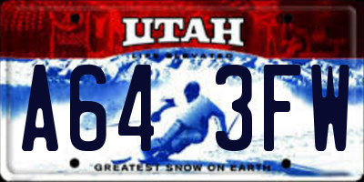 UT license plate A643FW