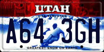 UT license plate A643GH