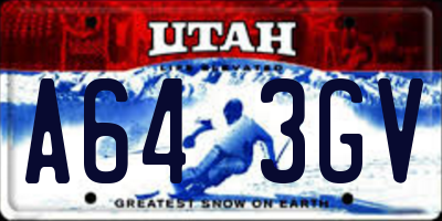 UT license plate A643GV