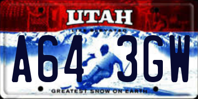 UT license plate A643GW
