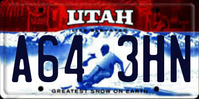 UT license plate A643HN