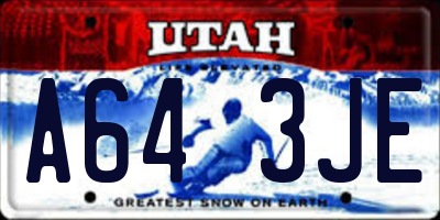 UT license plate A643JE