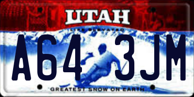 UT license plate A643JM