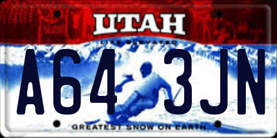 UT license plate A643JN