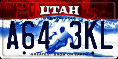 UT license plate A643KL