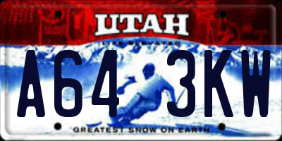 UT license plate A643KW