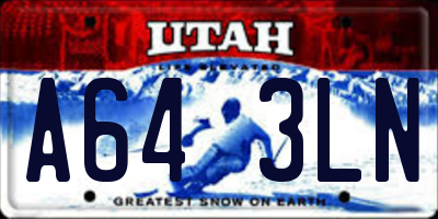 UT license plate A643LN