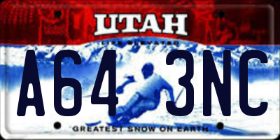 UT license plate A643NC