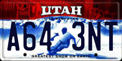UT license plate A643NT