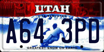 UT license plate A643PD