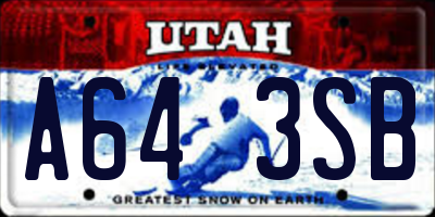 UT license plate A643SB