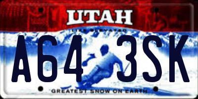 UT license plate A643SK