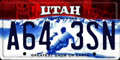 UT license plate A643SN