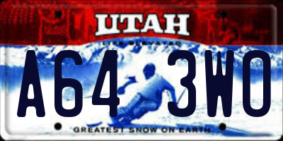 UT license plate A643WO
