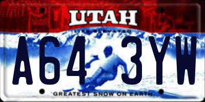 UT license plate A643YW