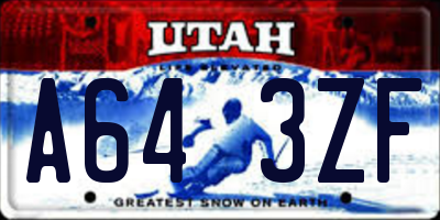 UT license plate A643ZF