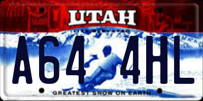 UT license plate A644HL