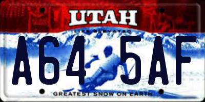 UT license plate A645AF