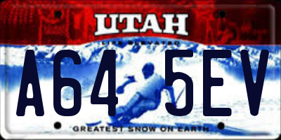 UT license plate A645EV