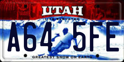 UT license plate A645FE