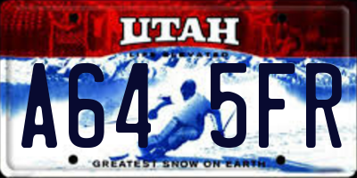 UT license plate A645FR