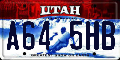 UT license plate A645HB