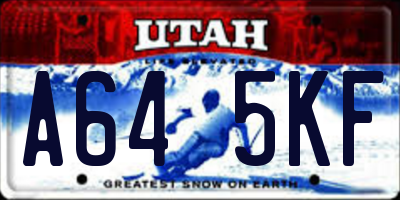 UT license plate A645KF