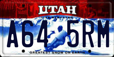 UT license plate A645RM