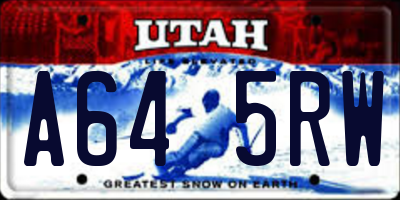 UT license plate A645RW