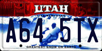 UT license plate A645TX