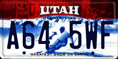 UT license plate A645WF