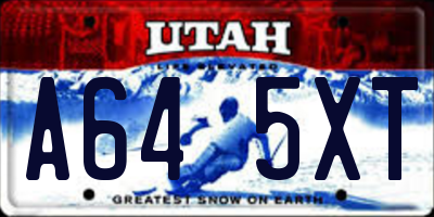 UT license plate A645XT