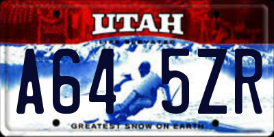 UT license plate A645ZR