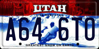 UT license plate A646TO
