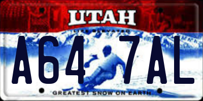 UT license plate A647AL