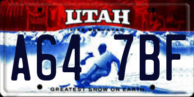 UT license plate A647BF