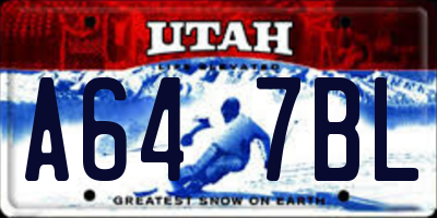UT license plate A647BL