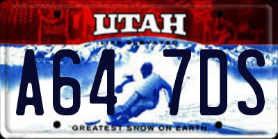 UT license plate A647DS