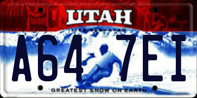 UT license plate A647EI