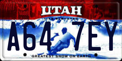 UT license plate A647EY