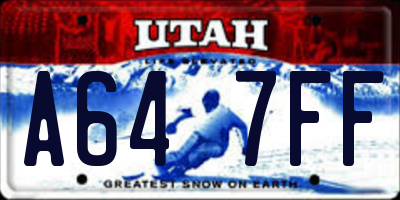 UT license plate A647FF