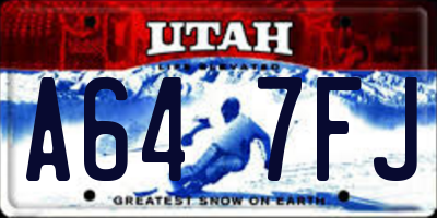UT license plate A647FJ