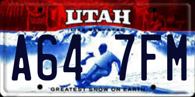 UT license plate A647FM