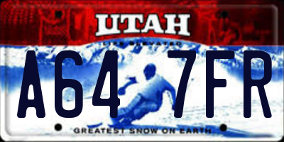 UT license plate A647FR
